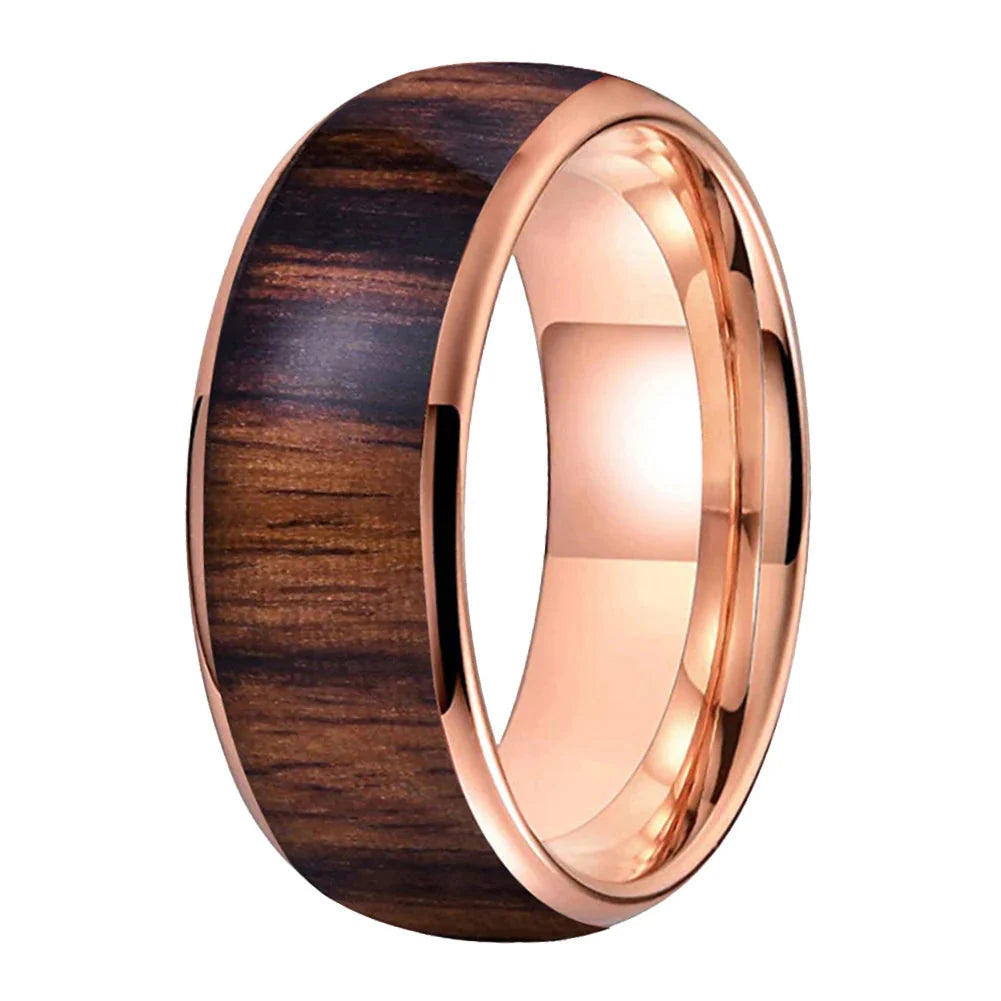The Noirwood - Dark Wood Inlay Tungsten Ring - rings