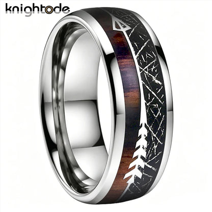 The Voidkoa - Black Meteorite and Koa Wood Tungsten Ring - rings