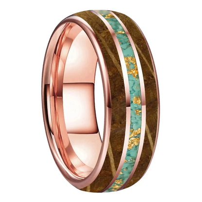 The Whiskeyturq - Whiskey Wood and Turquoise Tungsten Ring - rings