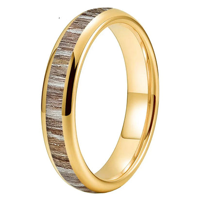 The Zebrano - Zebrawood Inlay Tungsten Ring - Gold 4MM / 5 - rings