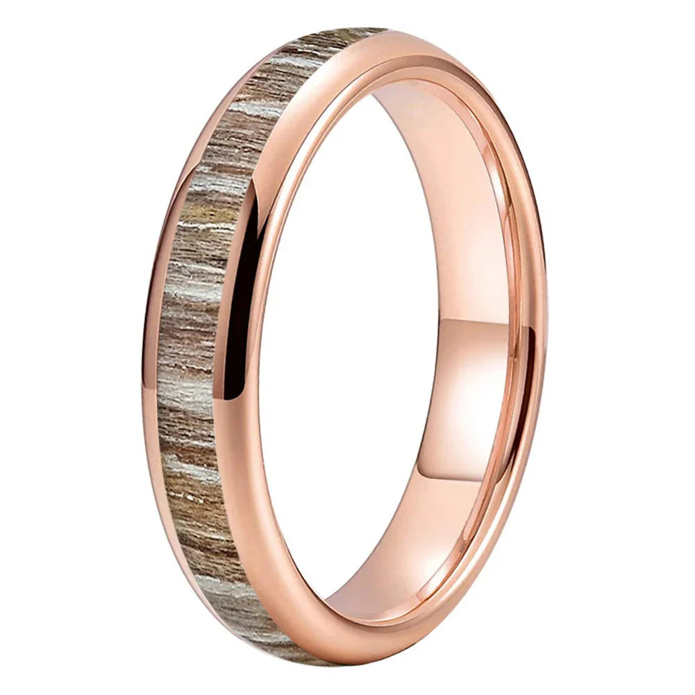 The Zebrano - Zebrawood Inlay Tungsten Ring - Rose 4MM / 4.5 - rings
