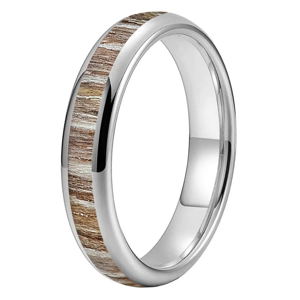 The Zebrano - Zebrawood Inlay Tungsten Ring - Silver 4MM / 14 - rings