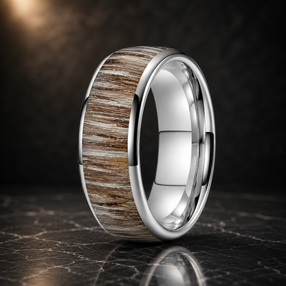 The Zebrano - Zebrawood Inlay Tungsten Ring - Silver 8MM / 13 - rings